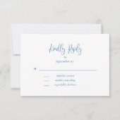 Dusty Blue White Script Wildflower bruiloft RSVP (Voorkant)