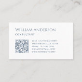 Dusty Blue White Simple QR Code and Calligraphy  Visitekaartje (Achterkant)