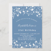 Dusty blue White stars verjaardagsfeest Kaart (Voorkant)