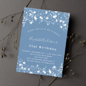 Dusty blue White stars verjaardagsfeestje luxe Kaart