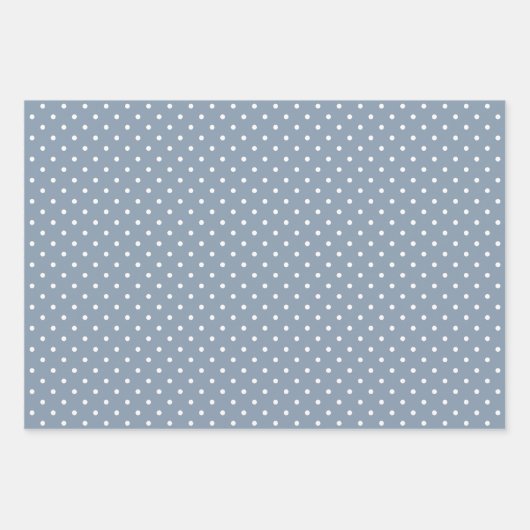 Dusty Blue & White Stripes Polka Dot Chevron Inpakpapier Vel (Voorkant 2)