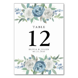 Dusty Blue & White Trouwtafel Aantal Kaarten