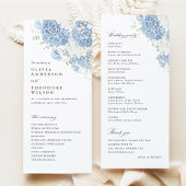 Dusty Blue White Watercolor Wedding Ceremony Programmakaart