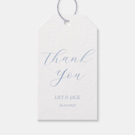 Dusty Blue & White Wedding Bedankt Favor Bag Cadeaulabel
