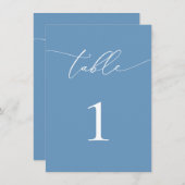Dusty Blue & White Wedding/Evenement Tafelnummer (Voorkant / Achterkant)
