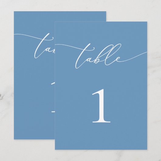 Dusty Blue & White Wedding/Evenement Tafelnummer (Voorkant / Achterkant)