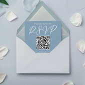 Dusty Blue White Wedding QR Code RSVP Informatiekaartje