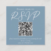 Dusty Blue White Wedding QR Code RSVP Informatiekaartje (Voorkant)