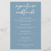 Dusty Blue White Wedding Signature Cocktails Menu (Voorkant)