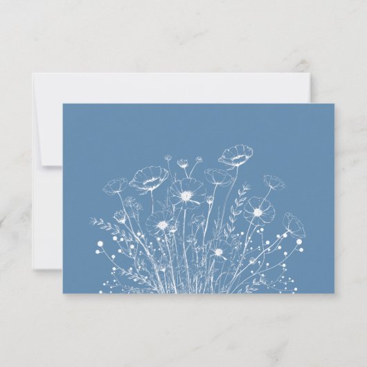 Dusty Blue White Wildflower Menu Choice RSVP Card (Achterkant)