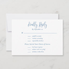 Dusty Blue White Wildflower Menu Choice RSVP Card