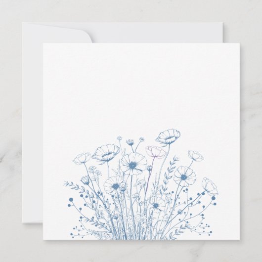 Dusty Blue White Wildflower Wedding Dank u Kaart (Achterkant)