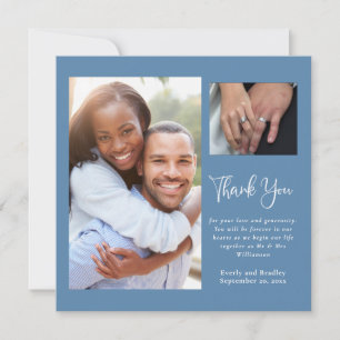 Dusty Blue White Wildflower Wedding Dank u Kaart