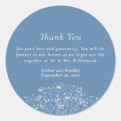 Dusty Blue White Wildflower Wedding Dank u Ronde Sticker (Voorkant)