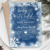 Dusty Blue & White Winter Baby shower Invite11 Kaart