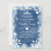 Dusty Blue & White Winter Quinceañera Invite11 Kaart (Voorkant)