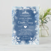 Dusty Blue & White Winter Quinceañera Invite11 Kaart (Staand voorkant)