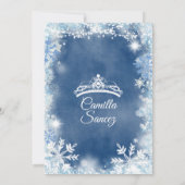 Dusty Blue & White Winter Quinceañera Invite11 Kaart (Achterkant)