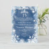 Dusty Blue & White Winter Spaans Meisje 15 Años Kaart (Staand voorkant)