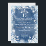 Dusty Blue & White Winter Spaans Meisje 15 Años Kaart<br><div class="desc">EDITABLE Dusty Blue & White Winter Spaans Meisje 15 Años Uitnodiging Elegant Spaans Meisje Kerstmis Arctic Sweet 15e Verjaardag Feest Wit Blauw Sneeuwvlok String Licht Uitnodiging Quinceañera 15 Anos,  16e Verjaardag Party</div>
