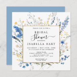 Dusty Blue Wild Floral Dainty Boho Vrijgezellenfee Kaart