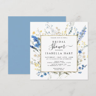 Dusty Blue Wild Floral Dainty Boho Vrijgezellenfee Kaart