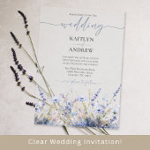 Dusty Blue Wild Flower Elegant Script Wedding Acryl Uitnodigingen