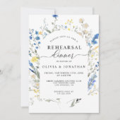 Dusty Blue Wild Flowers Bloemen repetitie diner Kaart (Voorkant)