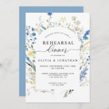 Dusty Blue Wild Flowers Bloemen repetitie diner