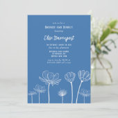 Dusty Blue Wildbloemen Brunch en Bubble Kaart (Staand voorkant)