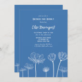 Dusty Blue Wildbloemen Brunch en Bubble Kaart (Voorkant / Achterkant)