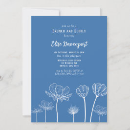 Dusty Blue Wildbloemen Brunch en Bubble Kaart