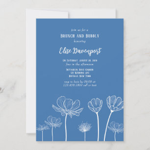 Dusty Blue Wildbloemen Brunch en Bubble Kaart
