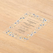 Dusty Blue Wildbloemen Elegant Wedding Acryl Uitnodigingen (Laagn)