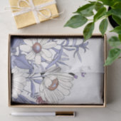 Dusty Blue Wildbloemen Ontwerpen Napkins Tissuepapier (Geschenk)