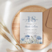 Dusty Blue Wildflower 18e verjaardag uitnodiging