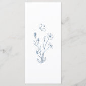 Dusty Blue Wildflower and Butterflies Menu Kaart (Achterkant)