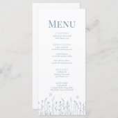 Dusty Blue Wildflower and Butterflies Menu Kaart (Voorkant / Achterkant)