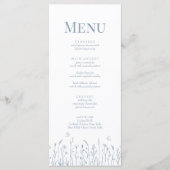 Dusty Blue Wildflower and Butterflies Menu Kaart (Voorkant)