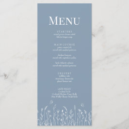 Dusty Blue Wildflower and Butterflies Menu Kaart