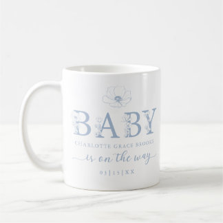 Dusty Blue Wildflower Baby Announcement Coffee Mug Koffiemok