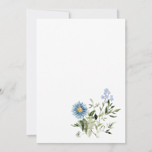 Dusty Blue Wildflower Baby in Bloom Baby shower Bedankkaart (Achterkant)