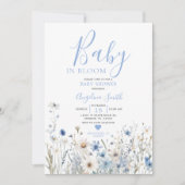 Dusty Blue Wildflower Baby in Bloom Baby shower Kaart (Voorkant)