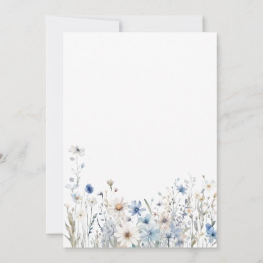 Dusty Blue Wildflower Baby in Bloom Baby shower Kaart (Achterkant)