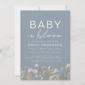 Dusty Blue Wildflower Baby in Bloom Baby shower Kaart (Voorkant)