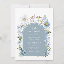 Dusty Blue Wildflower Baby in Bloom Baby shower Kaart