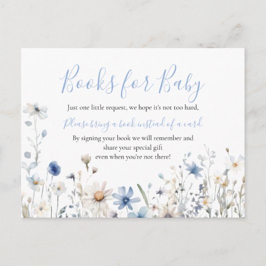 Dusty Blue Wildflower Baby in Bloom Boeken voor Ba Briefkaart (Voorkant)