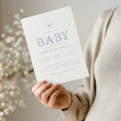 Dusty Blue Wildflower Baby Shower All-in-One Kaart