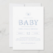 Dusty Blue Wildflower Baby Shower All-in-One Kaart (Voorkant)