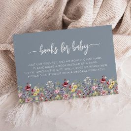 Dusty Blue Wildflower Baby shower Boek Aanvraag Informatiekaartje